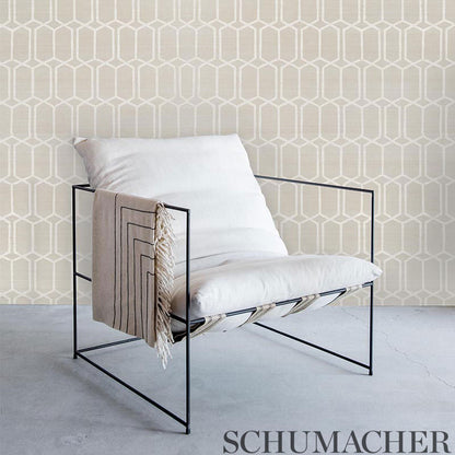SCHUMACHER  TEXTURED WALLCOVERINGS & PRINTED GRASSCLOTHS MODERN TRELLIS HEMP SHIMMER   MOONSTONE   - 5010110
