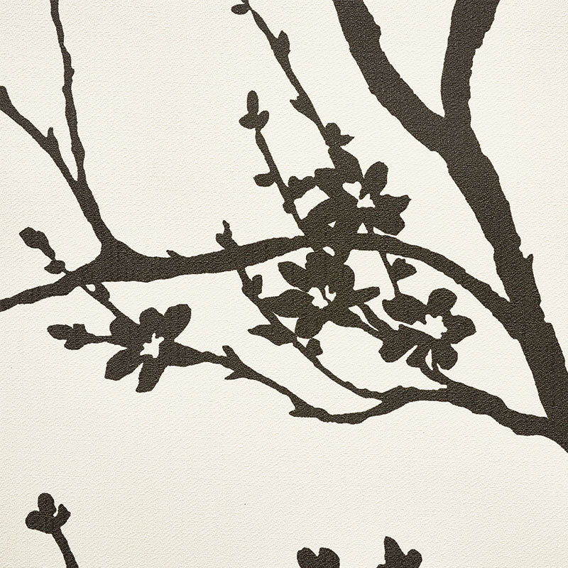 SCHUMACHER WALLCOVERING  SILVER LINING PERFORMANCE WALLCOVERINGS TWIGGY VINYL   BLACK ON IVORY   - 5010150