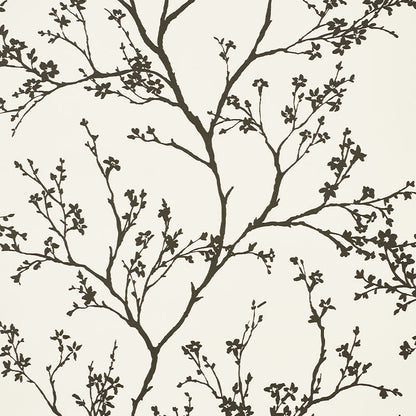 SCHUMACHER WALLCOVERING  SILVER LINING PERFORMANCE WALLCOVERINGS TWIGGY VINYL   BLACK ON IVORY   - 5010150