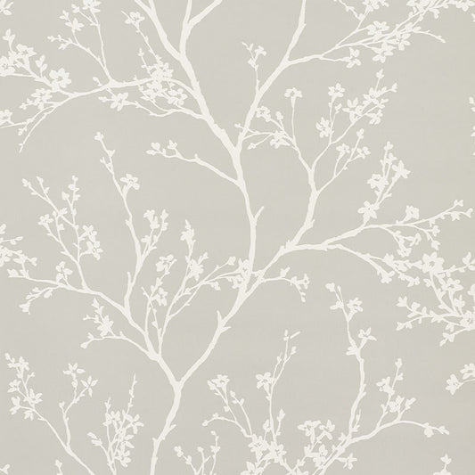 SCHUMACHER  SILVER LINING PERFORMANCE WALLCOVERINGS TWIGGY VINYL   SOFT GREY   - 5010152