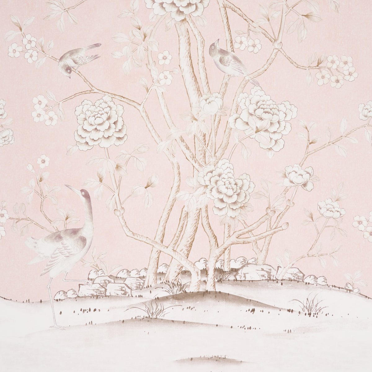SCHUMACHER  SILVER LINING PERFORMANCE WALLCOVERINGS CHINOIS PALAIS VINYL PANEL   BLUSH   - 5010160