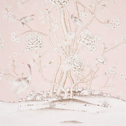 SCHUMACHER  SILVER LINING PERFORMANCE WALLCOVERINGS CHINOIS PALAIS VINYL PANEL   BLUSH   - 5010160
