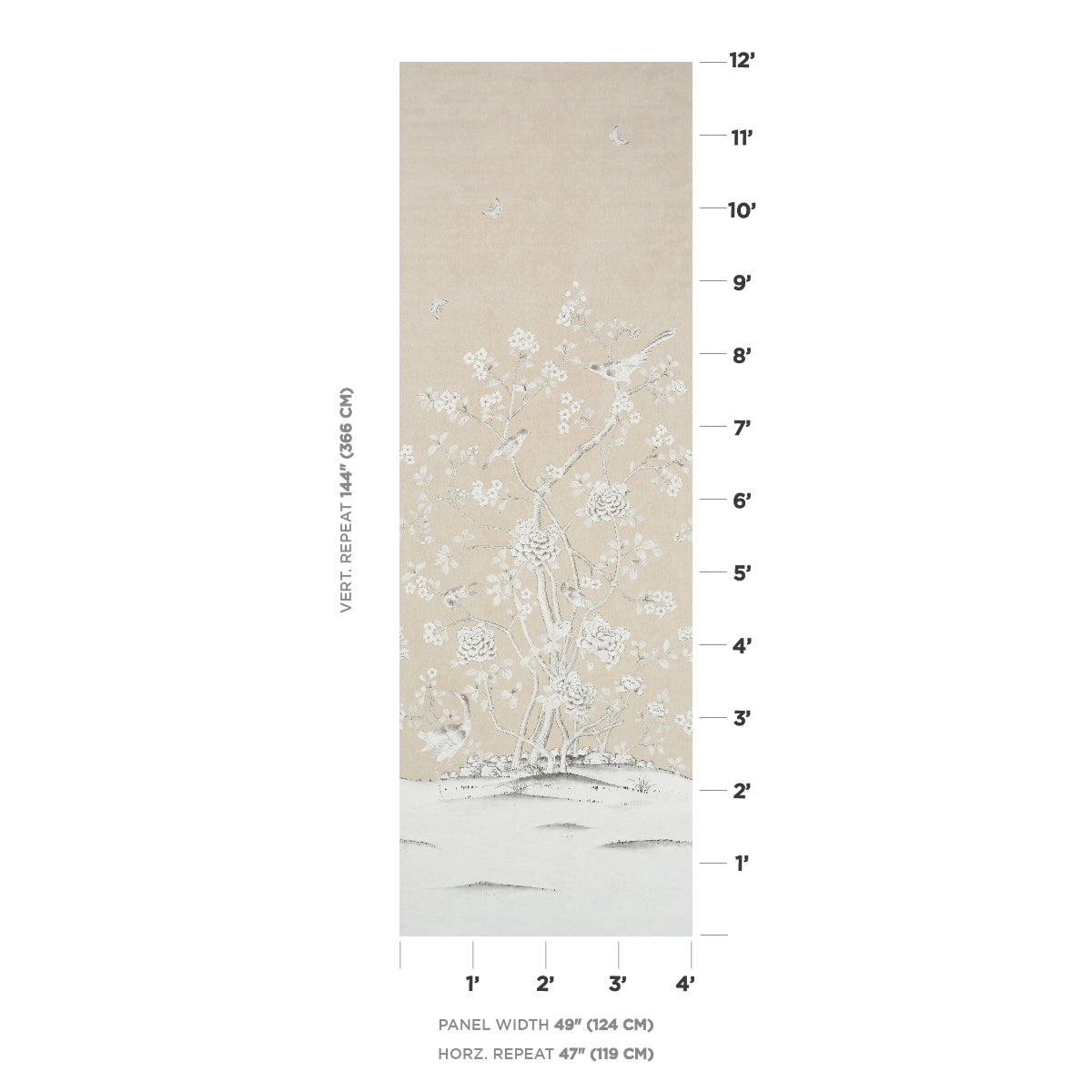 SCHUMACHER  SILVER LINING PERFORMANCE WALLCOVERINGS CHINOIS PALAIS VINYL PANEL   STONE   - 5010161