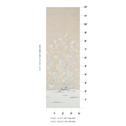 SCHUMACHER  SILVER LINING PERFORMANCE WALLCOVERINGS CHINOIS PALAIS VINYL PANEL   STONE   - 5010161