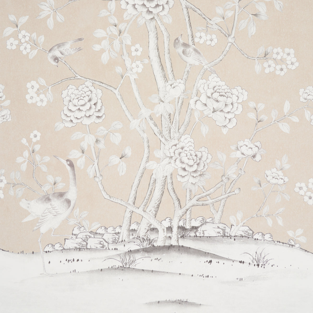 SCHUMACHER  SILVER LINING PERFORMANCE WALLCOVERINGS CHINOIS PALAIS VINYL PANEL   STONE   - 5010161