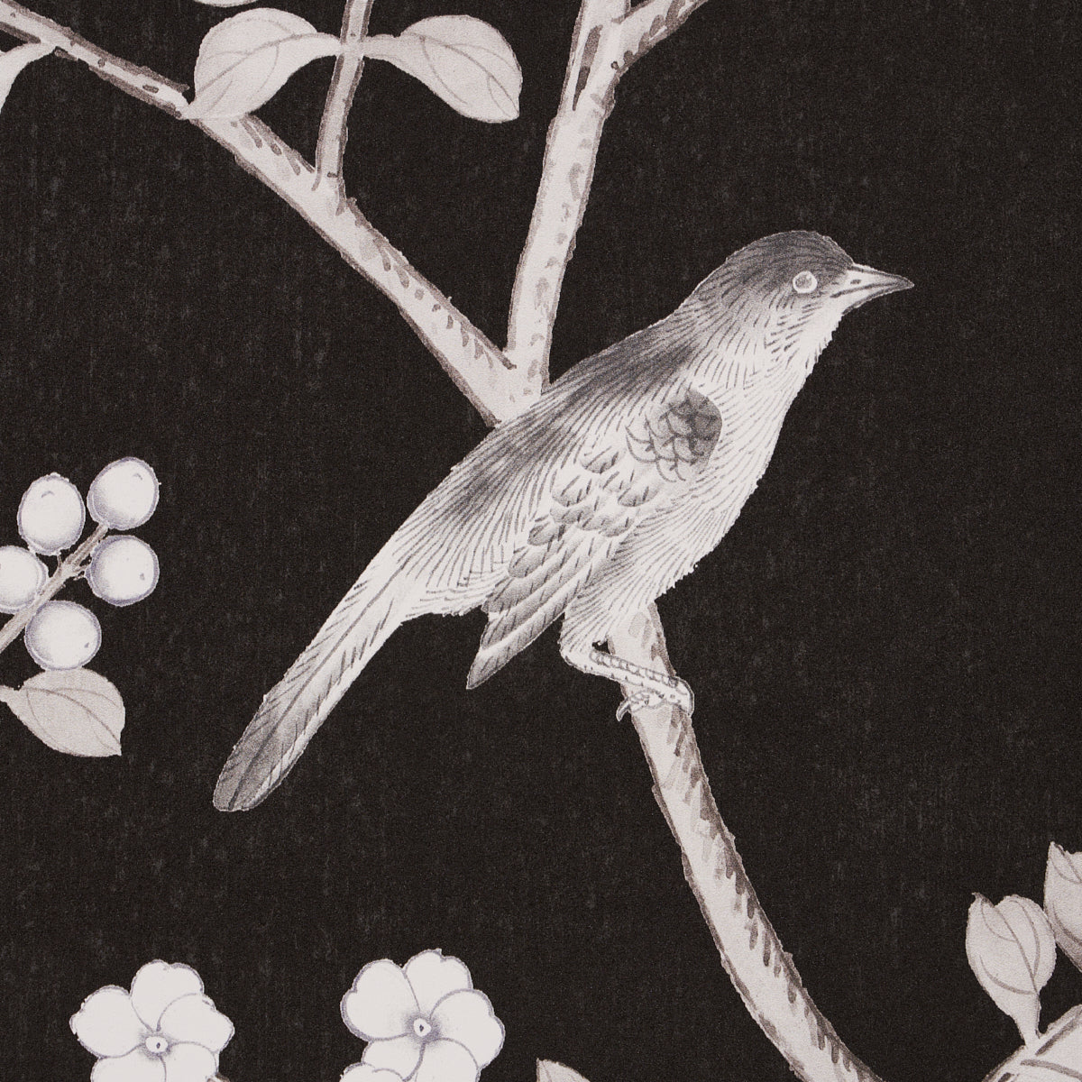 SCHUMACHER  SILVER LINING PERFORMANCE WALLCOVERINGS CHINOIS PALAIS VINYL PANEL   NOIR   - 5010162