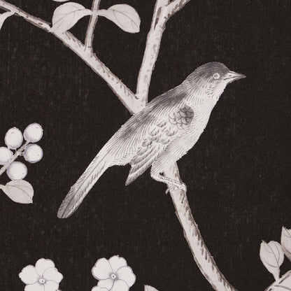 SCHUMACHER  SILVER LINING PERFORMANCE WALLCOVERINGS CHINOIS PALAIS VINYL PANEL   NOIR   - 5010162