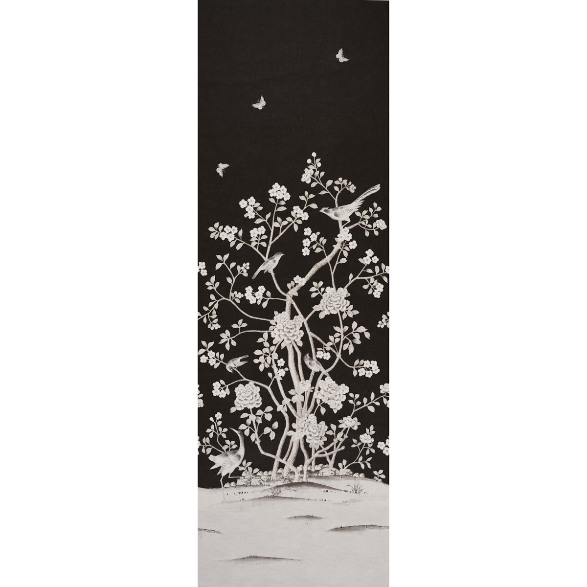 SCHUMACHER  SILVER LINING PERFORMANCE WALLCOVERINGS CHINOIS PALAIS VINYL PANEL   NOIR   - 5010162