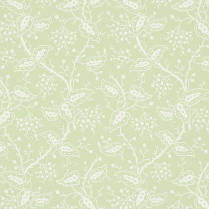 Pale sage green fabric with a white leaf pattern.