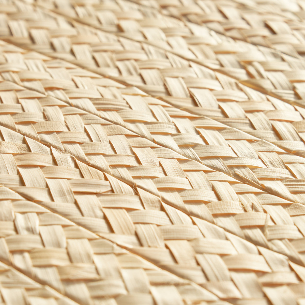 Close-up of natural beige buri grasscloth weave with braided, interlaced fibers, a textured wallcovering surface.