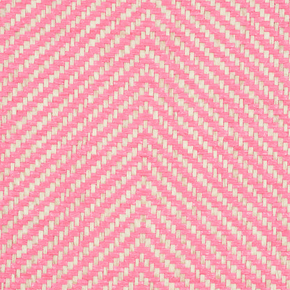 Pink and cream chevron woven fabric with zigzag stripes.