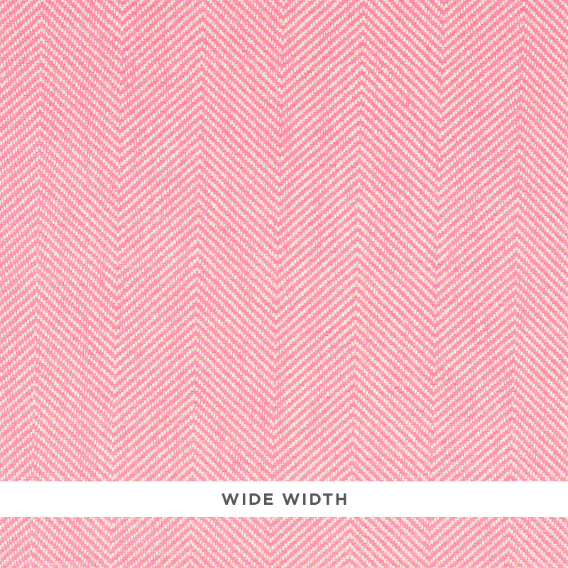 Pink textured wallcovering with white herringbone paperweave pattern, wide width.