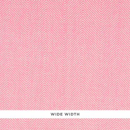Pink textured wallcovering with white herringbone paperweave pattern, wide width.