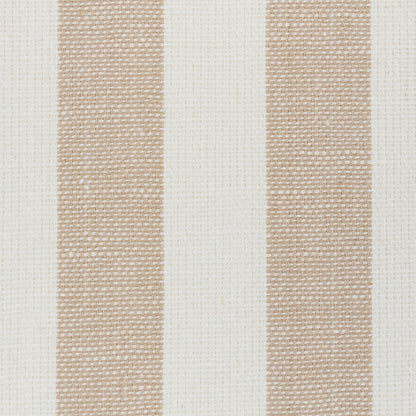 Neutral beige wallcovering with tan vertical linen-stripe texture in sand color, textured finish.