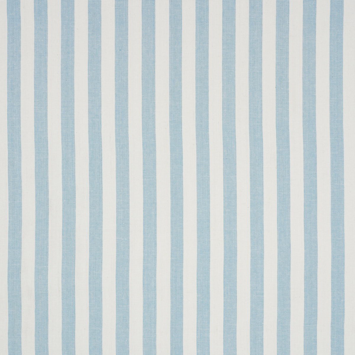 Blue and white vertical striped wallcovering with a textured linen stripe finish in sky blue.
