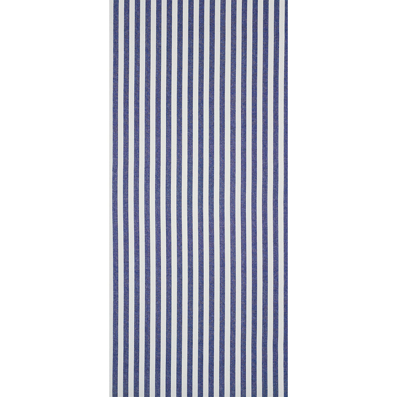 Blue and white vertical striped textile runner rug, long and narrow hallway decor.