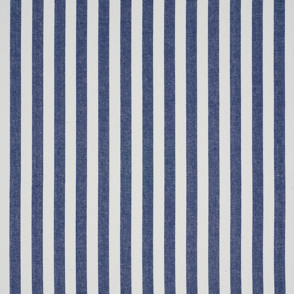 Navy blue vertical linen stripe on a light background; indigo textured wallcovering for interiors.