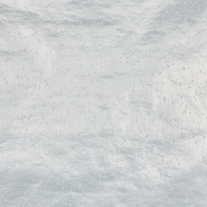 Close-up of textured open linen-weave wallcovering in silver, showing a subtle woven pattern.