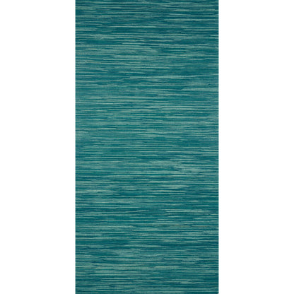 Teal blue raffia-textured wallcovering with a woven texture.