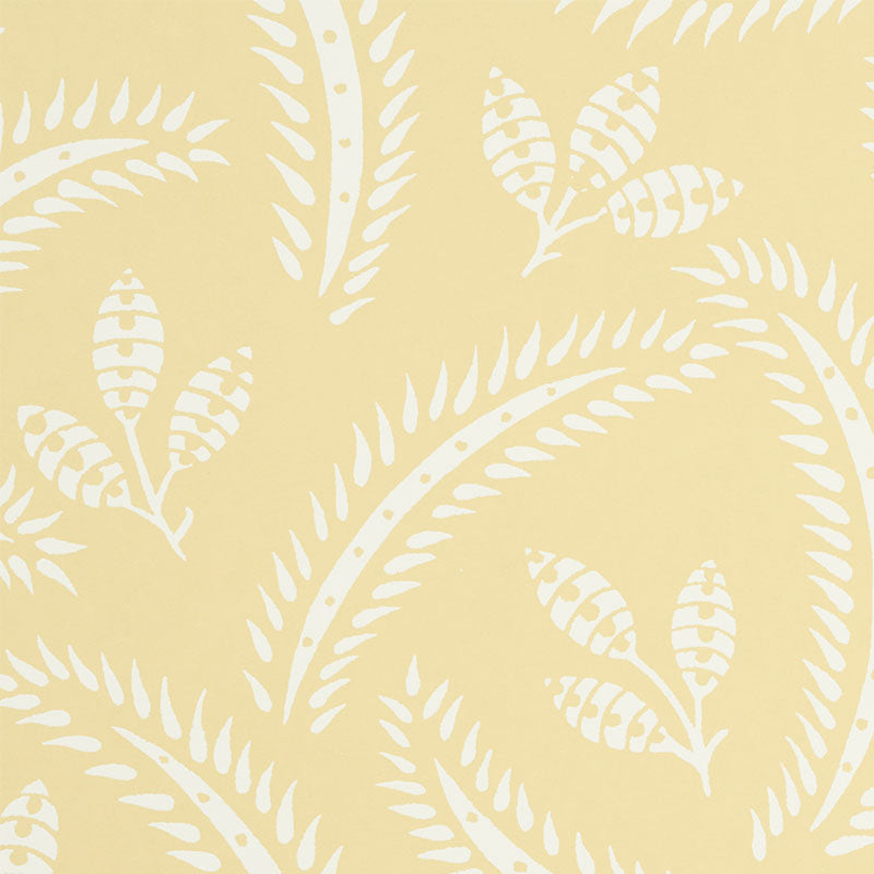 Pale yellow background with a white floral pattern; suitable for textiles or wallpaper.