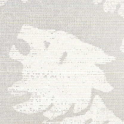 Sisal fabric in ivory on silver with a fine woven texture; upholstery or drapery textile.
