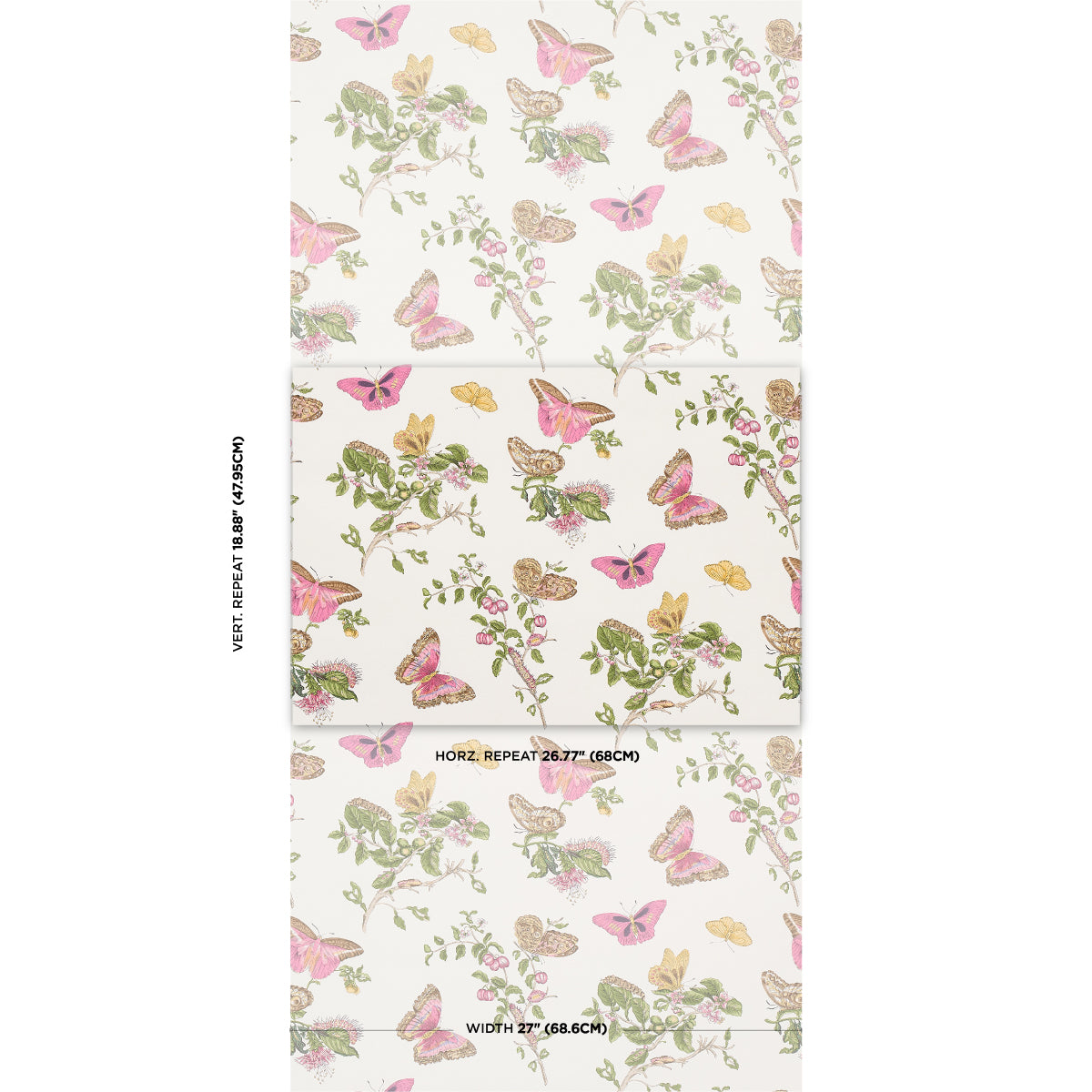 SCHUMACHER WALLCOVERING  SIGNATURE SCHUMACHER WALLCOVERING BAUDIN BUTTERFLY   BLUSH   - 5010690