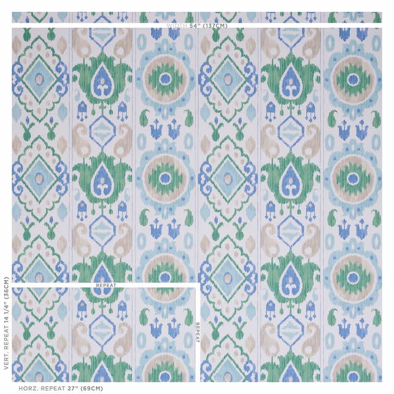 SCHUMACHER  NEW TRADITIONAL II ELIZIA IKAT   GREEN , BLUE   - 5010710