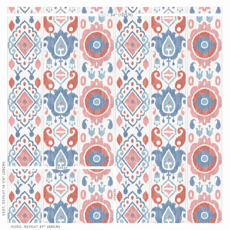 SCHUMACHER  NEW TRADITIONAL ELIZIA IKAT   ROSE , INDIGO   - 5010712