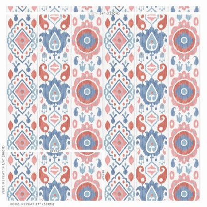 SCHUMACHER  NEW TRADITIONAL ELIZIA IKAT   ROSE , INDIGO   - 5010712