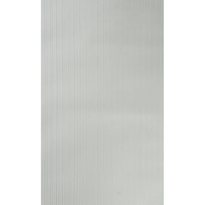 Light gray ribbed metal panel with narrow vertical grooves; flat sheet for wall cladding or industrial use.