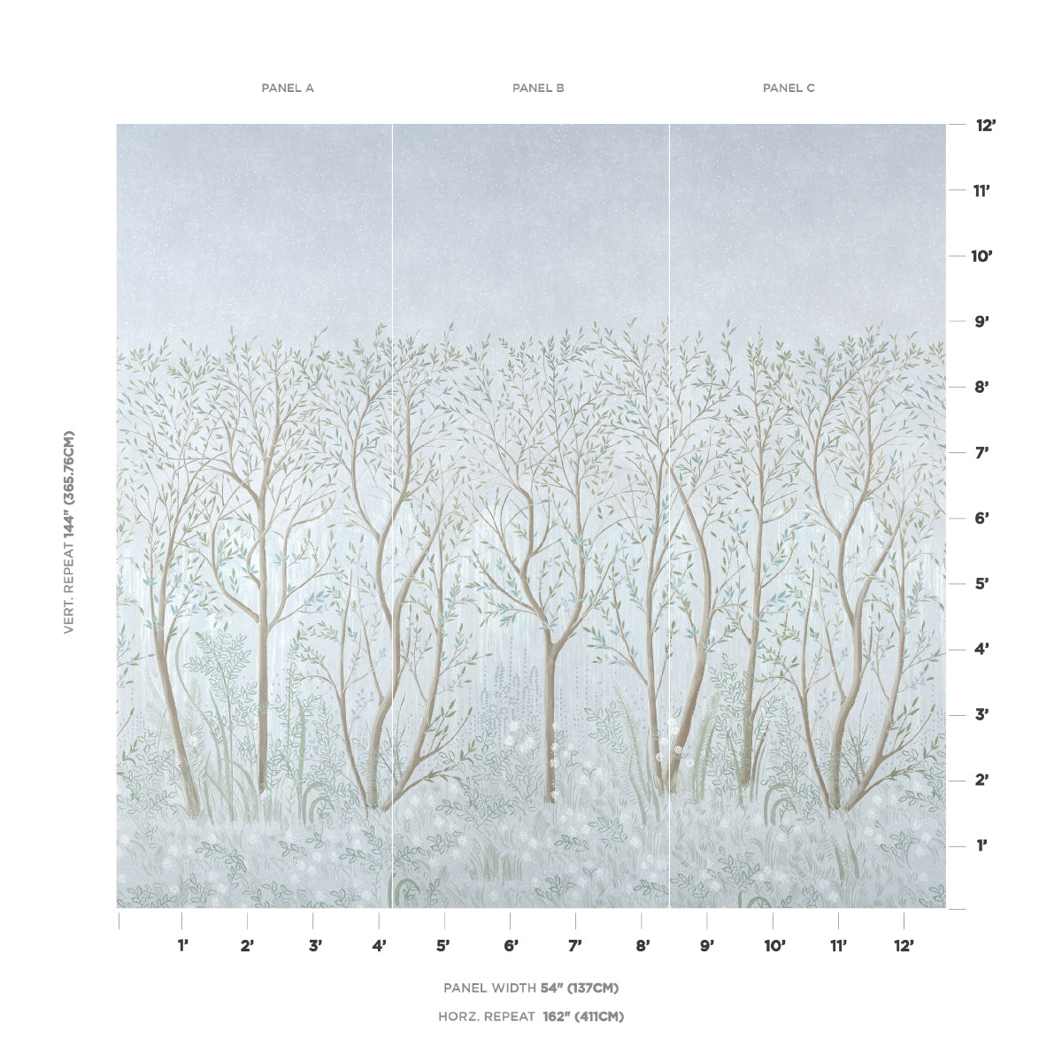 SCHUMACHER WALLCOVERING  PANELS BRINDILLE GOLDEN ACCENTED PANEL SET   MINERAL   - 5010923