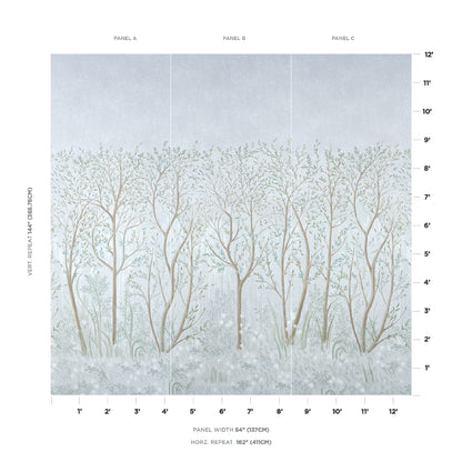 SCHUMACHER WALLCOVERING  PANELS BRINDILLE GOLDEN ACCENTED PANEL SET   MINERAL   - 5010923