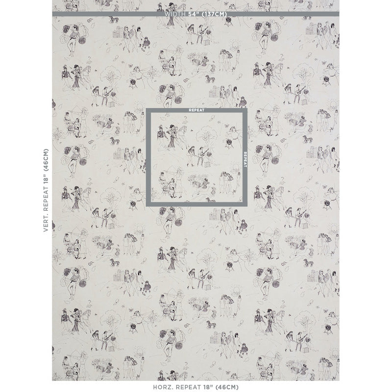 SCHUMACHER WALLCOVERING  PEG NORRISS TOILE DE FEMMES   PARCHMENT   - 5011080