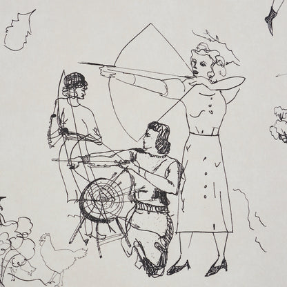 SCHUMACHER WALLCOVERING  PEG NORRISS TOILE DE FEMMES   PARCHMENT   - 5011080