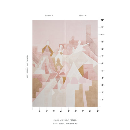 SCHUMACHER  JACKIE GENDEL FOR PEG NORRISS STEPS PANEL SET   ROSE , CAMEL   - 5011101