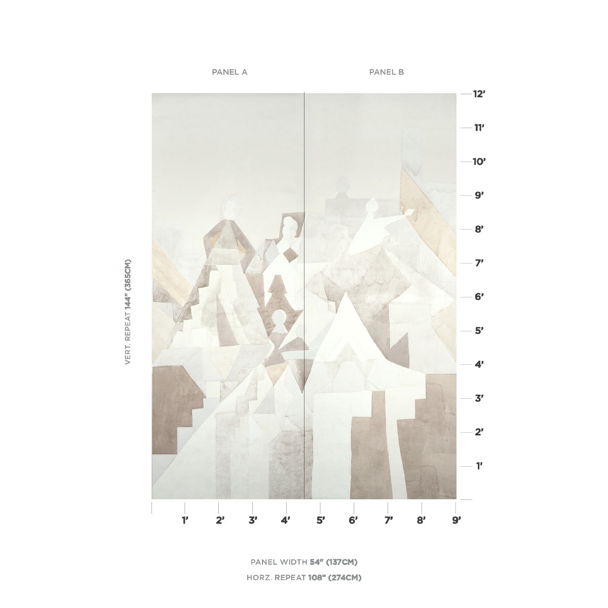 SCHUMACHER  JACKIE GENDEL FOR PEG NORRISS STEPS PANEL SET   ARGIL , STONE   - 5011102