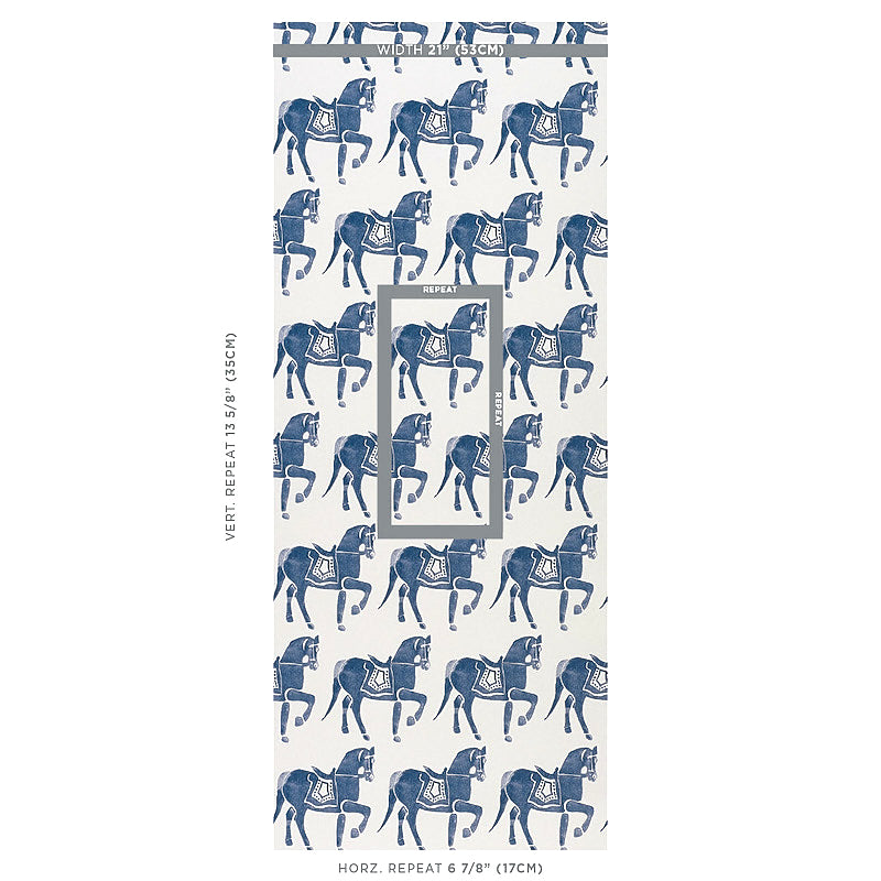 SCHUMACHER WALLCOVERING  MOLLY MAHON MARWARI HORSE   NAVY   - 5011130