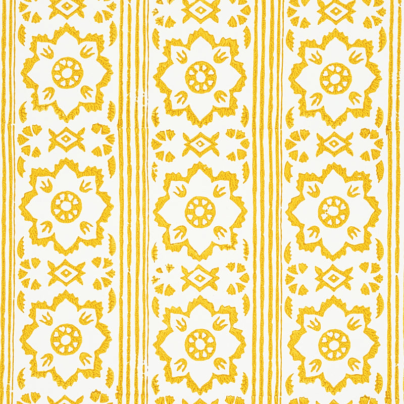 SCHUMACHER  JACARANDA SUNDA HAND BLOCKED PRINT   YELLOW   - 5011222
