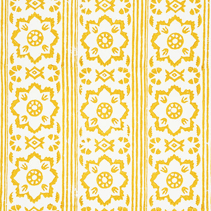 SCHUMACHER  JACARANDA SUNDA HAND BLOCKED PRINT   YELLOW   - 5011222