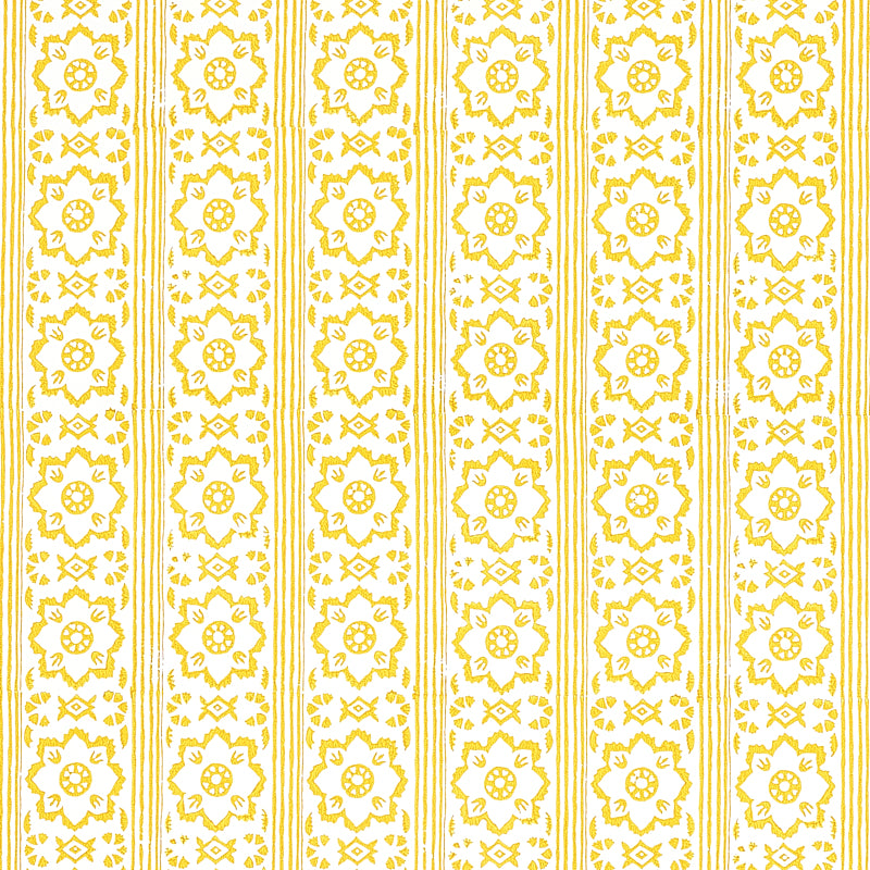 SCHUMACHER  JACARANDA SUNDA HAND BLOCKED PRINT   YELLOW   - 5011222