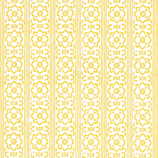 SCHUMACHER  JACARANDA SUNDA HAND BLOCKED PRINT   YELLOW   - 5011222