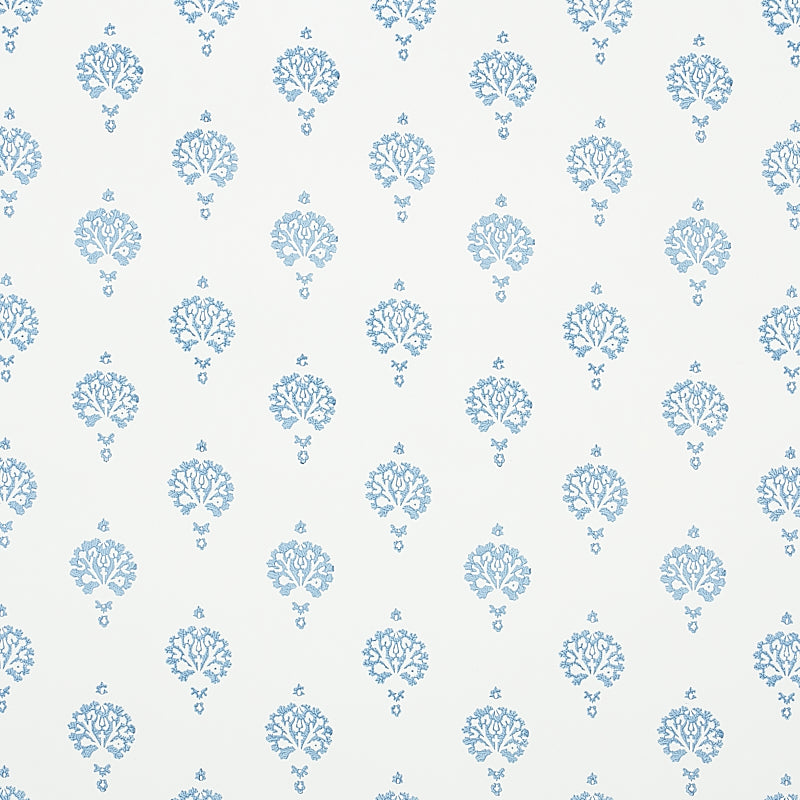 SCHUMACHER  JACARANDA DAHLIA HAND BLOCKED PRINT   BLUE   - 5011230