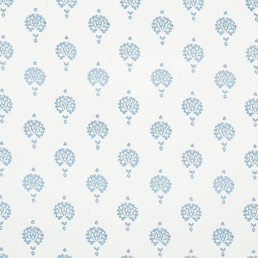 SCHUMACHER  JACARANDA DAHLIA HAND BLOCKED PRINT   BLUE   - 5011230