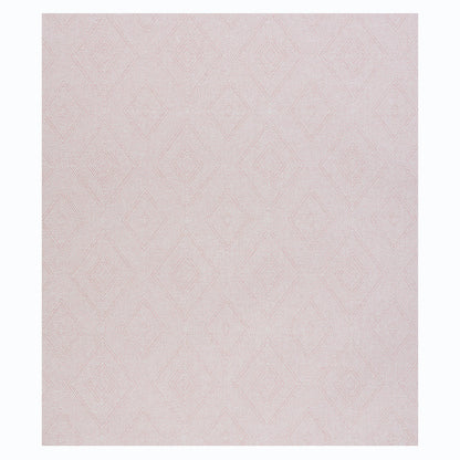Blush pink woven wallcovering with subtle diamond lattice pattern and textured surface.