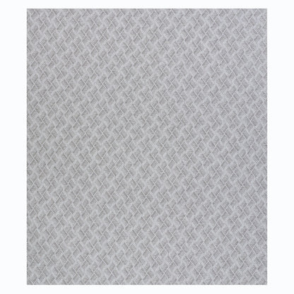 Gray wallcovering swatch with a fine diamond lattice pattern and a subtle chevron-like weave.
