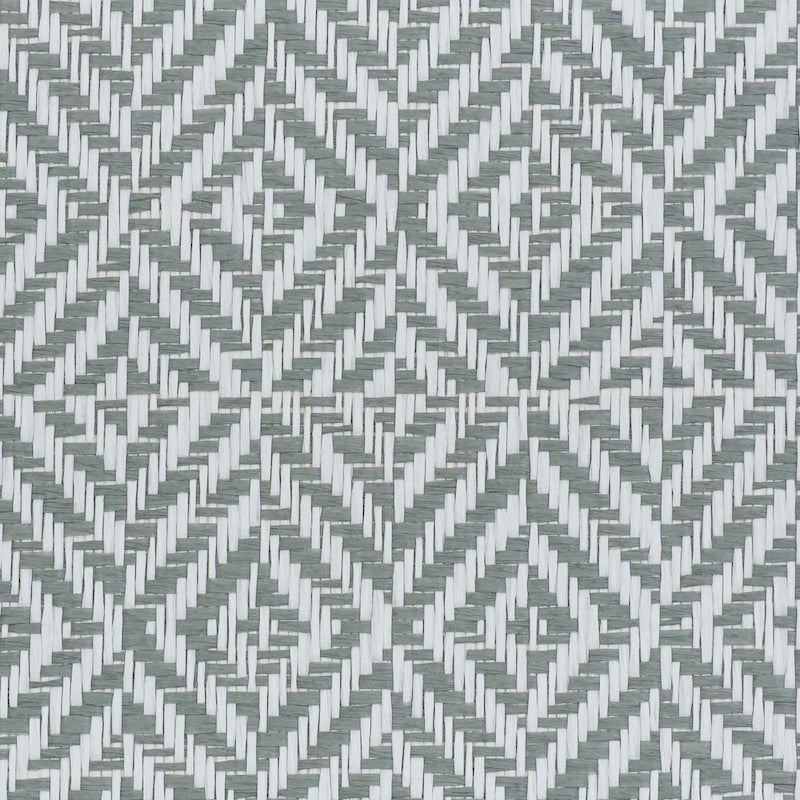 Gray and white geometric basket-weave pattern with diamond chevrons and woven texture.
