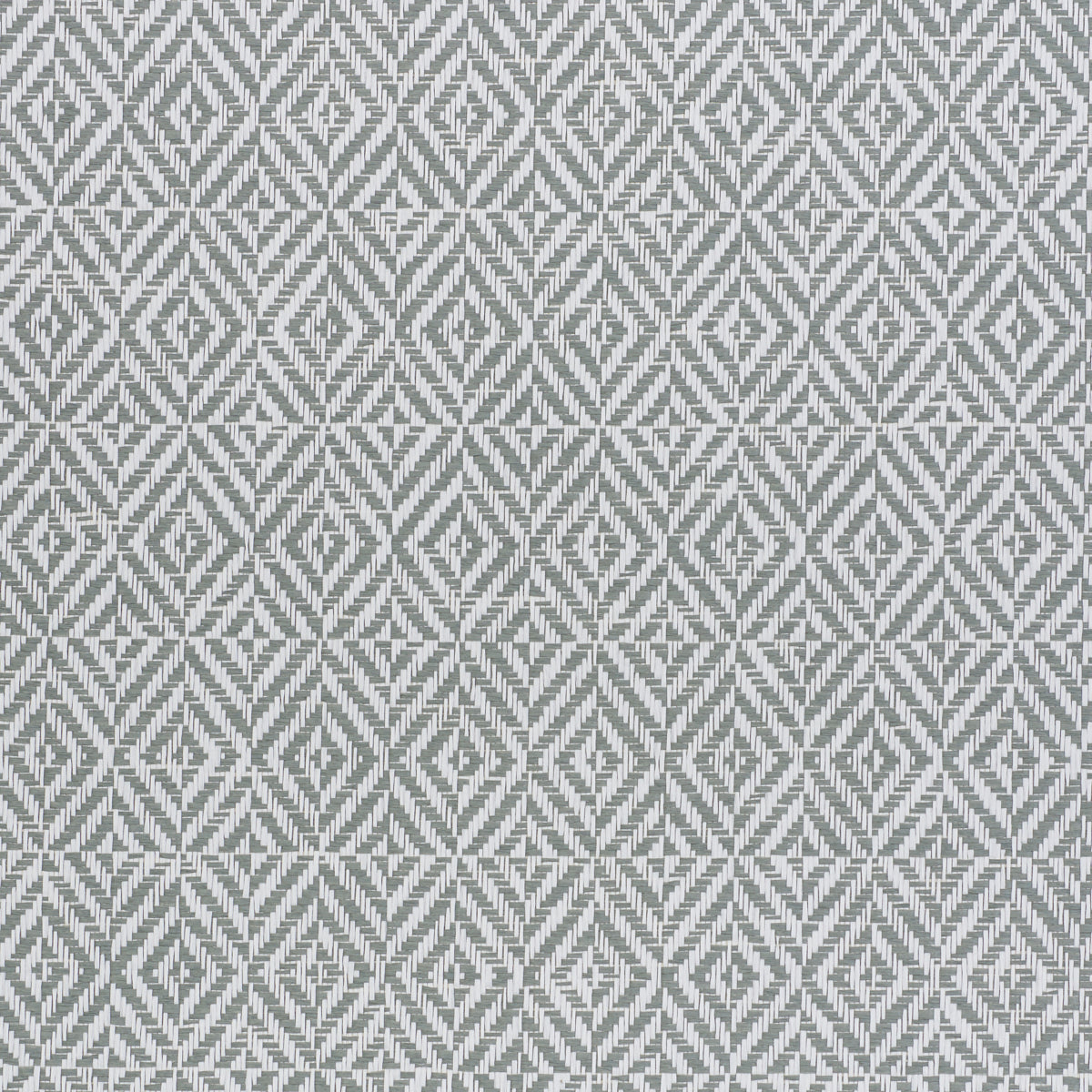 Gray two-tone woven fabric with repeating diamond and chevron geometric pattern; textile texture
