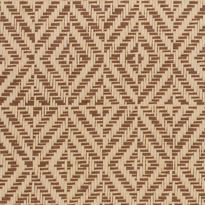 Natural straw rattan weave with a beige & brown geometric diamond pattern, wallcovering.