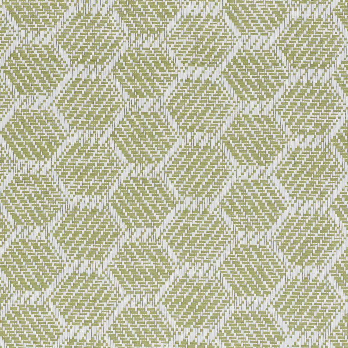 Olive green and cream woven fabric with a diagonal striped diamond pattern.