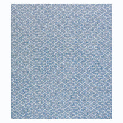 Soft blue gradient wallcovering with a blue hex-pattern strip along the bottom.